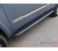 Cadillac Escalade 2015 Пороги алюминиевые с пластиковой накладкой (карбон черные) 1920 мм ( компл ) Артикул: CADESC15-14BL
