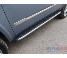 Cadillac Escalade 2015 Пороги алюминиевые с пластиковой накладкой (карбон серебро) 1920 мм ( компл ) Артикул: CADESC15-14SL