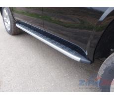 Chevrolet Tahoe 2016- Пороги алюминиевые с пластиковой накладкой (карбон серебро) 1920 мм ( компл ) Артикул: CHEVTAH16-09SL