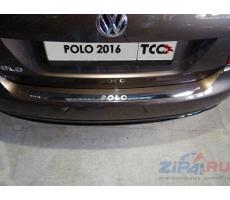 Volkswagen Polo 2016- Накладка на задний бампер (лист зеркальный надпись Polo) ( шт ) Артикул: VWPOLO16-14