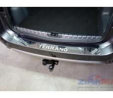 Nissan Terrano 2014- Накладка на задний бампер (лист зеркальный надпись TERRANO) ( шт ) Артикул: NISTER14-25