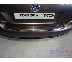 Volkswagen Polo 2016- Накладка на задний бампер (лист зеркальный) ( шт ) Артикул: VWPOLO16-12