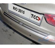 Kia Rio 2015- Накладка на задний бампер (лист шлифованный надпись RIO) ( шт ) Артикул: KIARIO15-10