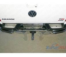 Volkswagen Amarok 2016- Накладки на задний бампер (лист зеркальный надпись Volkswagen) ( компл ) Артикул: VWAMAR17-51