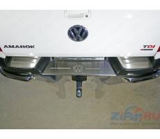 Volkswagen Amarok 2016- Накладки на задний бампер (лист шлифованный логотип Volkswagen) ( компл ) Артикул: VWAMAR17-54