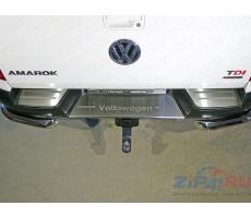 Volkswagen Amarok 2016- Накладки на задний бампер (лист шлифованный надпись Volkswagen) ( компл ) Артикул: VWAMAR17-52