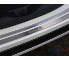 Toyota RAV4 2015- Накладки на задний бампер (лист шлифованный надпись RAV4) ( компл ) Артикул: TOYRAV15-09