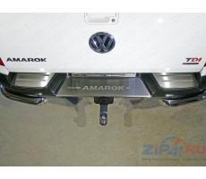 Volkswagen Amarok 2016- Накладки на задний бампер (лист шлифованный надпись Amarok) ( компл ) Артикул: VWAMAR17-50